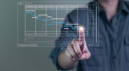 Project tasks, update tasks and plan milestone progress with the virtual screen Gantt chart scheduling interface.