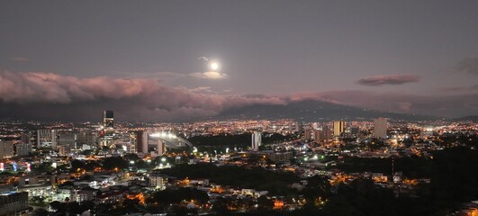 Moon rising over San Jose, Costa Rica