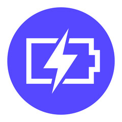 charging battery icon, round png pictogram