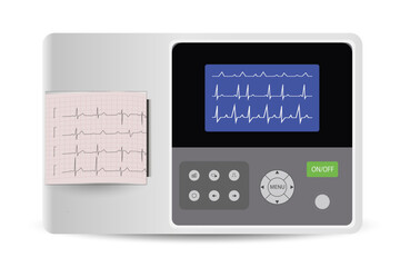 Electrocardiographic patient monitoring - medical device isolated on white