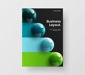 Simple presentation A4 design vector illustration. Bright 3D balls corporate cover concept.