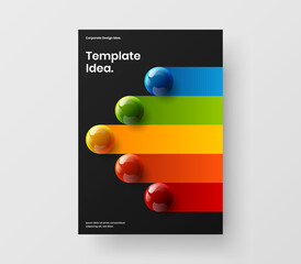 Simple annual report A4 design vector template. Multicolored 3D balls placard illustration.