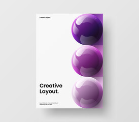 Geometric 3D spheres handbill concept. Original corporate brochure design vector illustration.