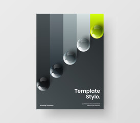 Minimalistic flyer vector design illustration. Premium realistic balls corporate cover template.