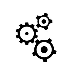 Three gear sign simple icon on background