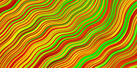 Light Green, Yellow vector background with bent lines.