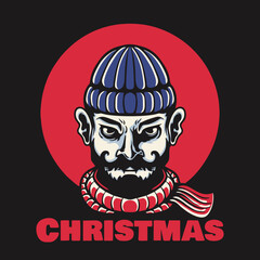 Christmas Man With Beanie anda scarf Vector Illustration