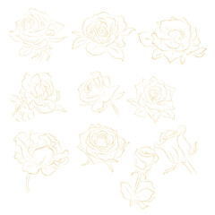 Gold glitter handdrawn rose. Great for greeting cards, backgrounds, wedding invitations.