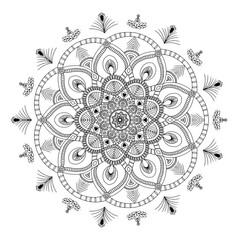 Circle pattern in the form of mandala for Henna, Mehndi, tattoos, decorative ornaments in ethnic oriental style, coloring book pages.