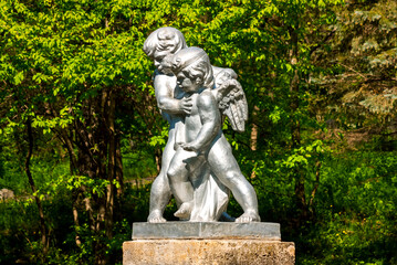 Fototapeta na wymiar Sculpture of angels in the popular Resort Park in Yessentuki,Northern Caucasus.