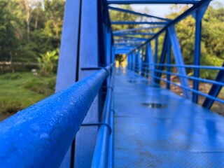View at Lava Bantal located in Yogyakarta, Indonesia. There is bridge in blue color for crossing the river.