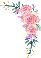 pink floral bouquet with watercolor