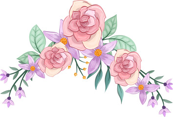 pink floral bouquet with watercolor