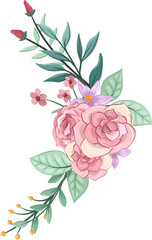 pink floral bouquet with watercolor