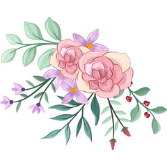 pink floral bouquet with watercolor