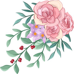 pink floral bouquet with watercolor