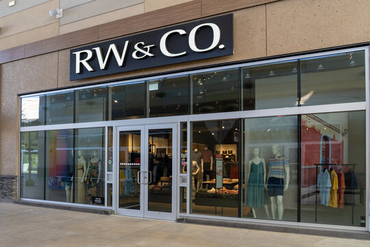 Niagara On the Lake, Canada- June 27, 2022: RW and CO store in Niagara On the Lake, ON, Canada. RW and CO is a division of Reitmans, a Canadian retailing company specializing in women's clothing.