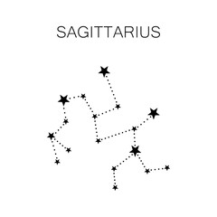 Obraz premium Zodiac signs isolated on white background. Constellation of Sagittarius