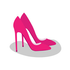 Pink shoes on a white background. Vector illustration