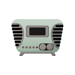Radio, radio receiver, tape recorder, retro music. Vector illustration on a white background