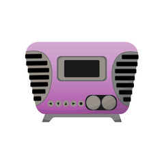 Radio, radio receiver, tape recorder, retro music. Vector illustration on a white background