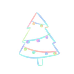 Rainbow line Christmas tree, signs and symbols, Hand drawn in doodle style.