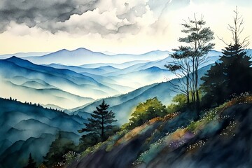 Landscape Illustration of mountains