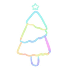 Rainbow line Christmas tree, signs and symbols, Hand drawn in doodle style.