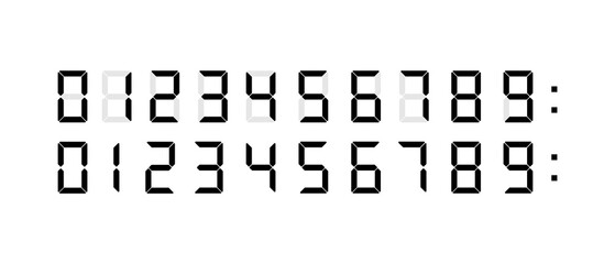Digital number set. Digital number of Clock and Calculator set. Vector Illustration.