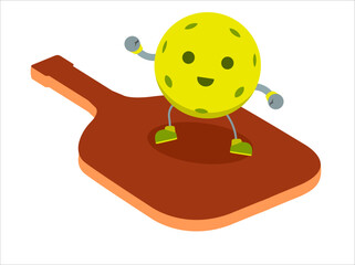 Great funny pickleball character ball riding bat with smile best for your digital graphic and print