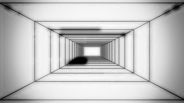 Infinite Tunnel (Vintage Black and White Glitch) [4K Seamless Loop]