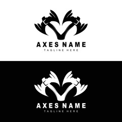 Ax Logo Design, War Tool Illustration and Woodcutter Vector