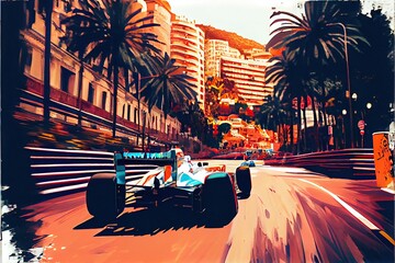 Monaco Formula 1 Illustration