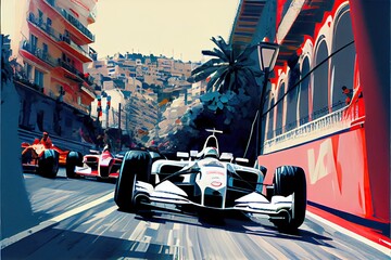 Monaco Formula 1 Illustration - obrazy, fototapety, plakaty