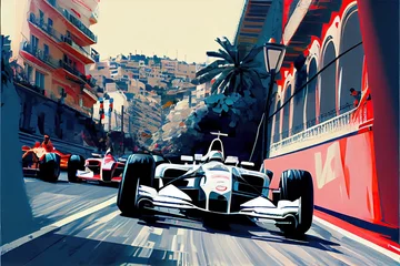 Rolgordijnen Monaco Formula 1 Illustration © Spencer