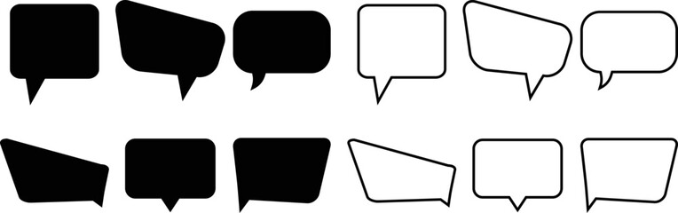 Naklejka premium Speech bubbles icons design. cartoon speech bubble set. Empty comics sign collection. Talk and think set