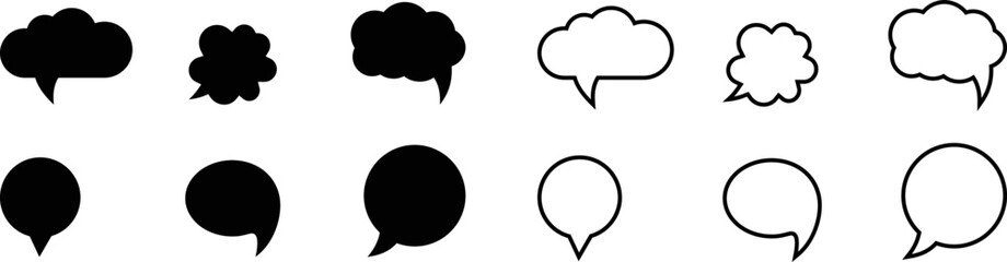 Fototapeta na wymiar Speech bubbles icons design. cartoon speech bubble set. Empty comics sign collection. Talk and think set