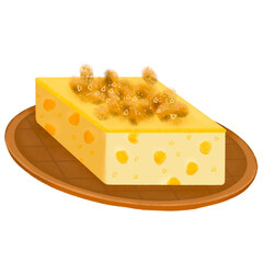 Filipino maja mais rice cake slice on woven plate