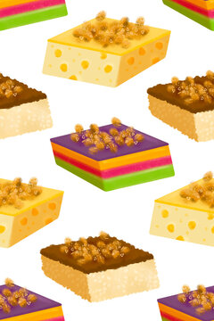 Filipino kakanin rice cake slices illustrated pattern
