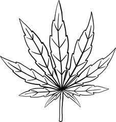 cannabis leaf freehand drawing.