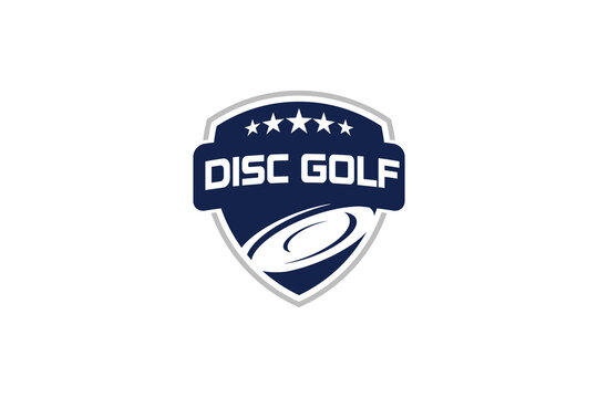 Best Disc Golf Logo Design Template. illustration of a shield with a symbol