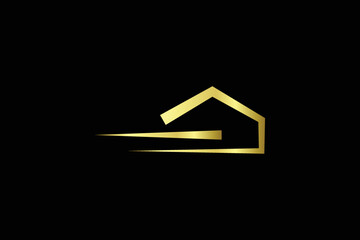 Home Run Logo Design Template. house symbol on black