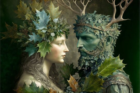 The Goddess and The Green Man at Yule, Generative art