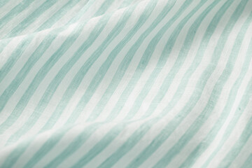 Obraz premium Green striped linen fabric cloth background