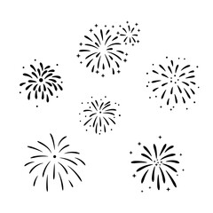 Fireworks Silhouette Illustration Set