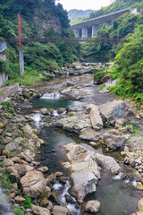 Sunny view of the Danlan Suspension Bridge
