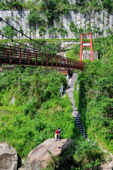 Sunny view of the Danlan Suspension Bridge
