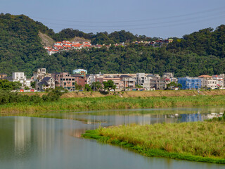 Fototapeta na wymiar Sunny view of the nature landscape of Zhitan, Xindian District
