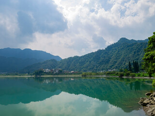 Obraz premium Sunny view of the nature landscape of Xindian District