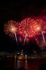 Fototapeta premium Night fireworks over the sky for celebration